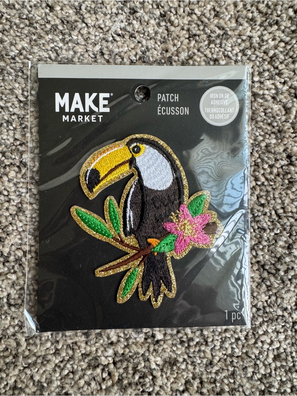 Makers Market Toucan Iron-On Patch - Black, Yellow, Green, Pink